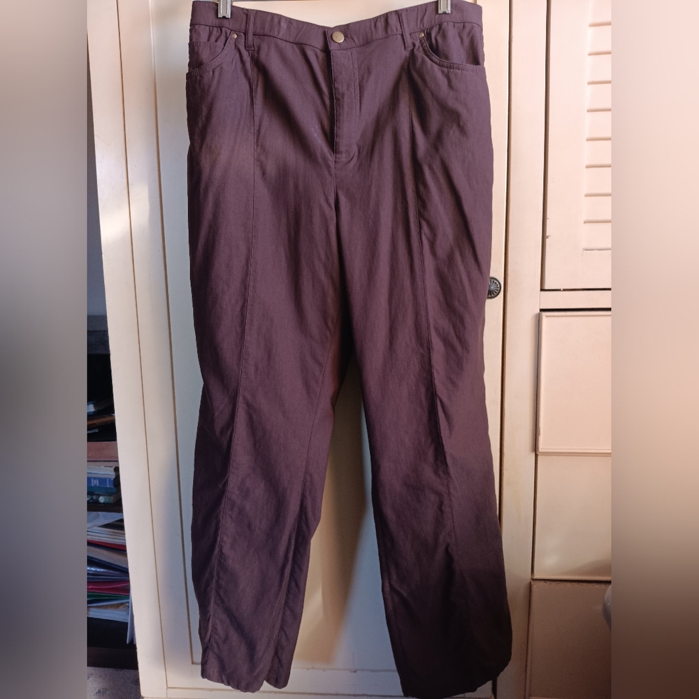 Multiples Womenn's Straight Leg Pants - Dark Brown Size 12